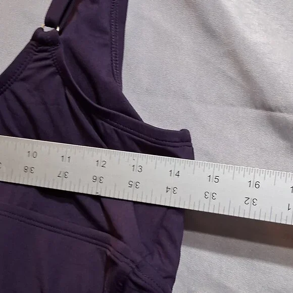 Lands' End Dark Purple Ruched Swimsuit - Picture 4 of 12